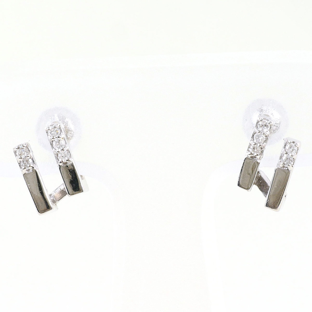 K14 14K WG White Gold Earrings with 0.05ct Diamonds, Total Weight 1.6g, Jewelry